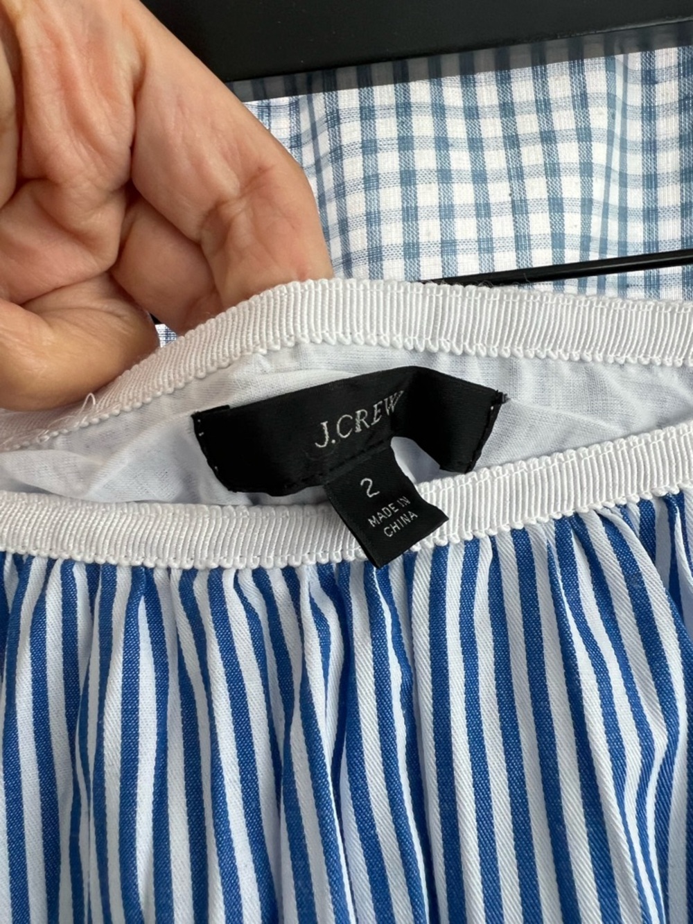 Never Worn J. Crew Blue and White Striped A-Line Midi Skirt - Picture 2 of 5
